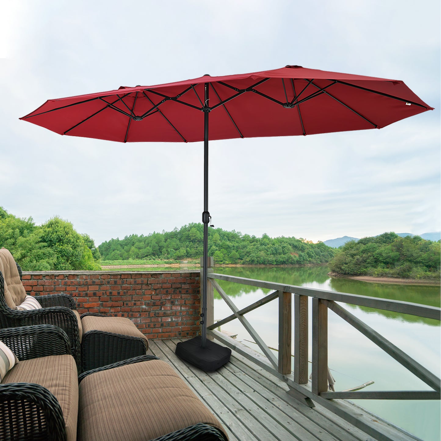 Patio Watcher 15-FT Patio Double Sided Umbrella