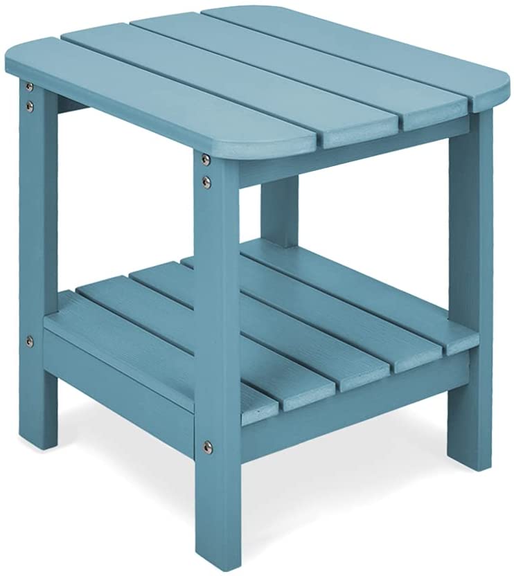 Patio Watcher Outdoor Rectangular Adirondack Side Table, Weather Resistant Poly Lumber End Table