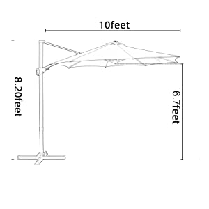 Patio Watcher 10-FT Cantilever Umbrella