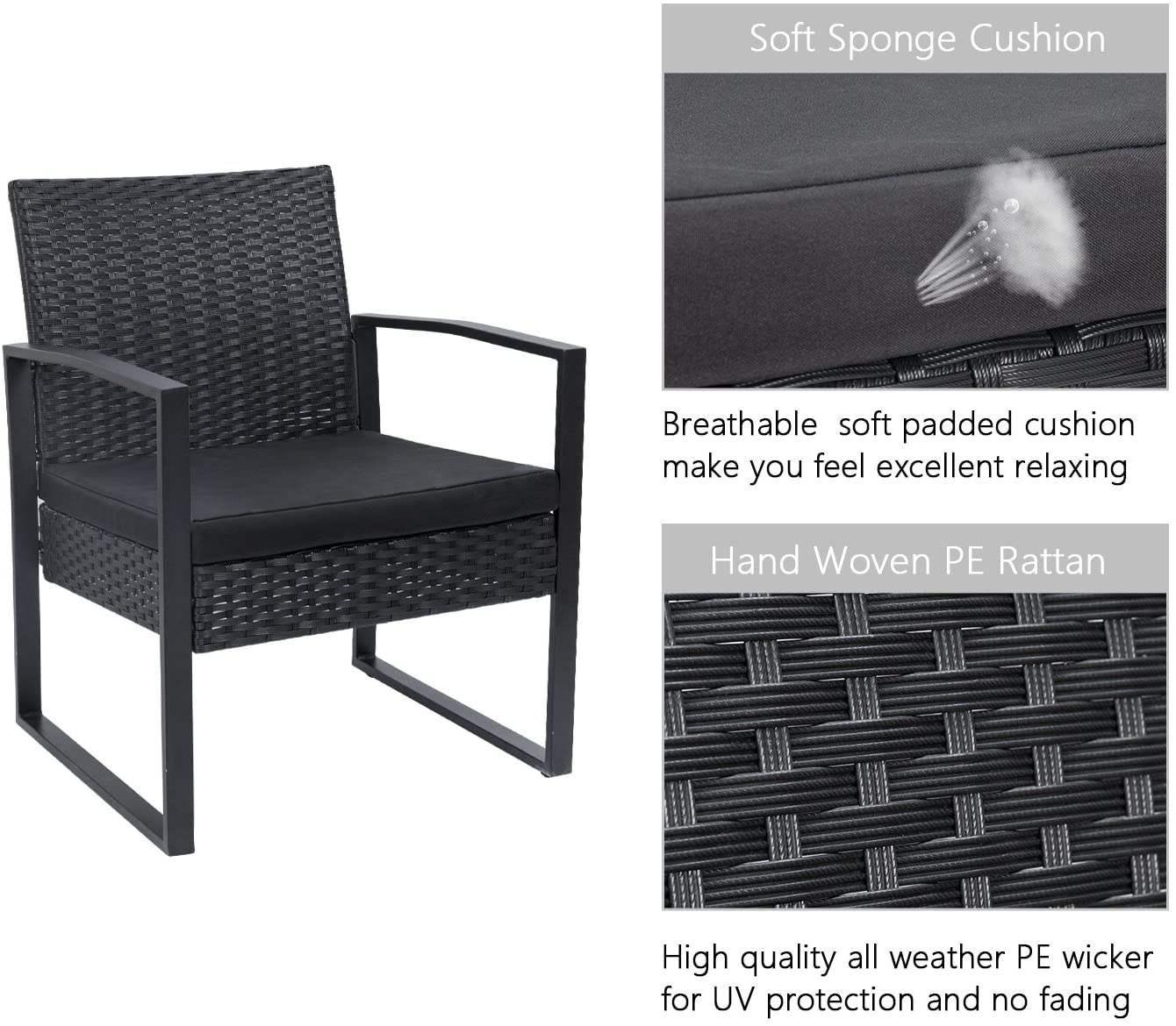 Patio Watcher 3 Pieces Patio Set Outdoor Wicker Patio Furniture Sets With Table