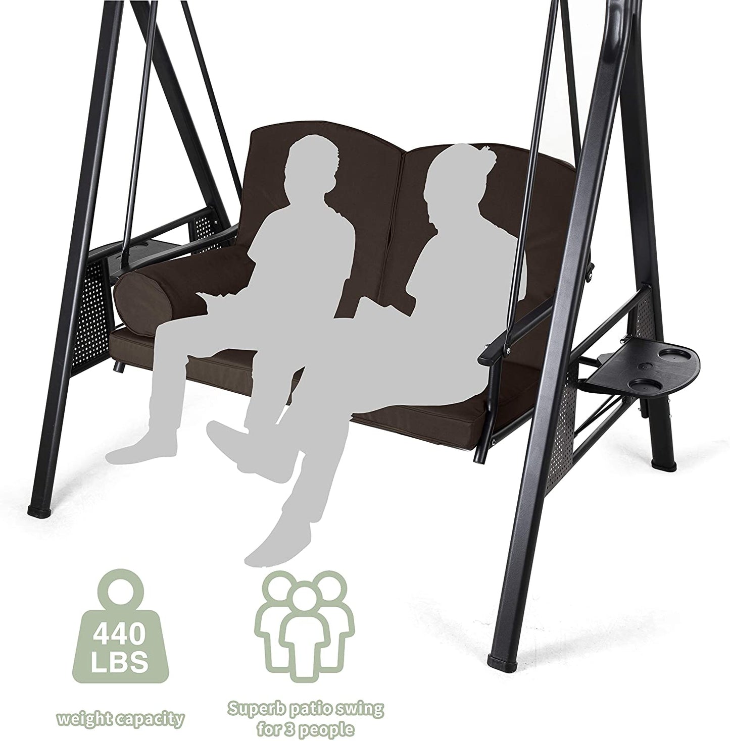 Patio Watcher 2-Seat Outdoor Patio Swing Chair, Outdoor Patio Canopy Swing