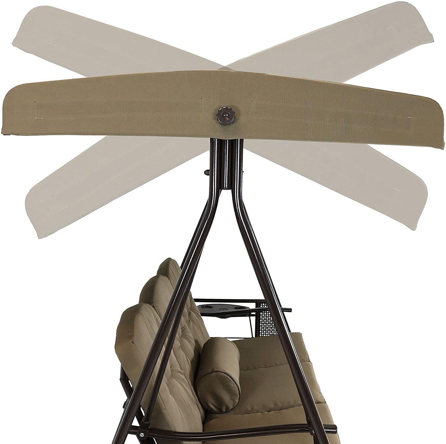 Patio Watcher 3-Seat Deluxe Outdoor Patio Porch Swing with Cup,Weather Resistant Steel Frame, Adjustable Tilt Canopy