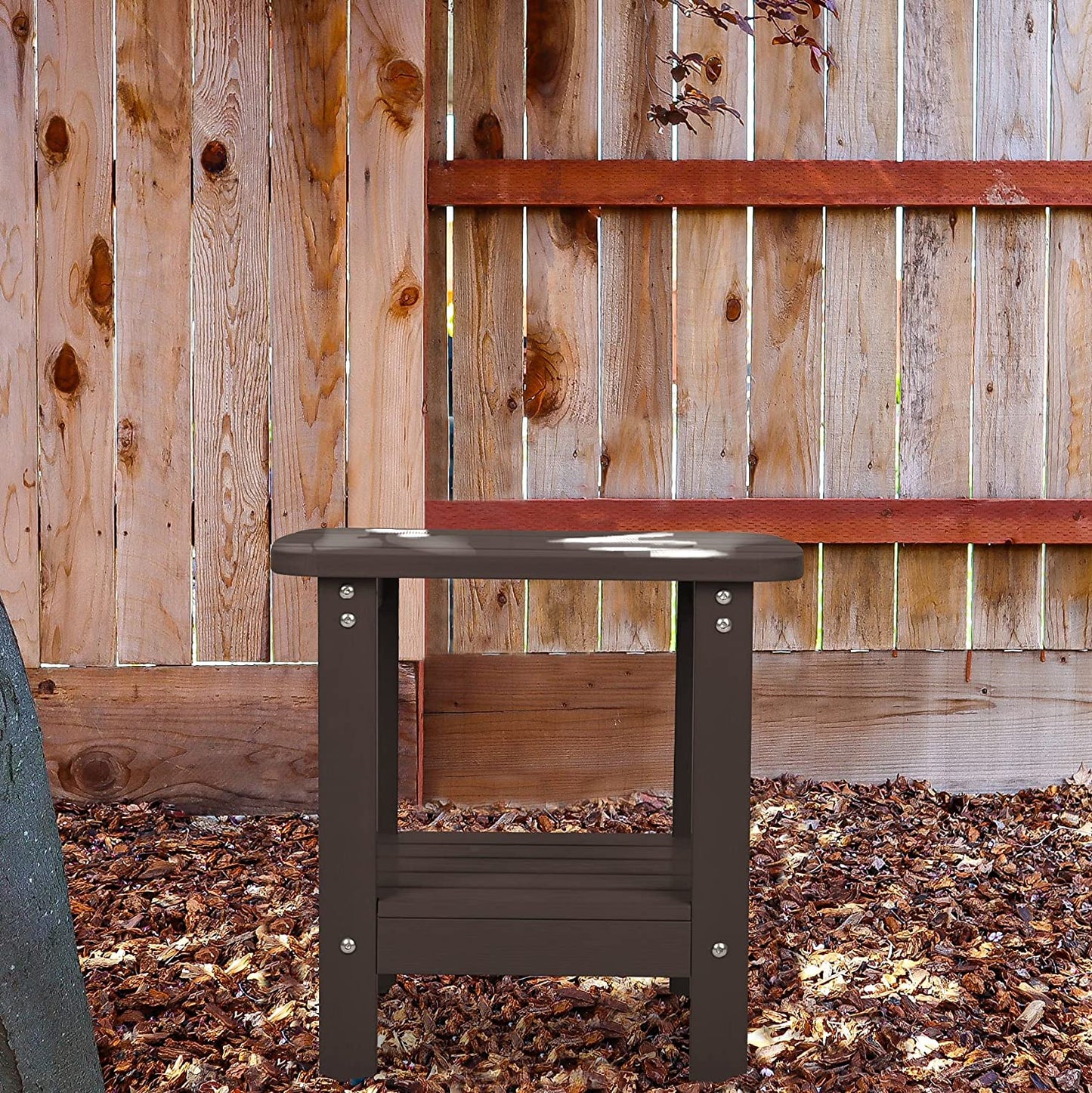 Patio Watcher Outdoor Rectangular Adirondack Side Table, Weather Resistant Poly Lumber End Table