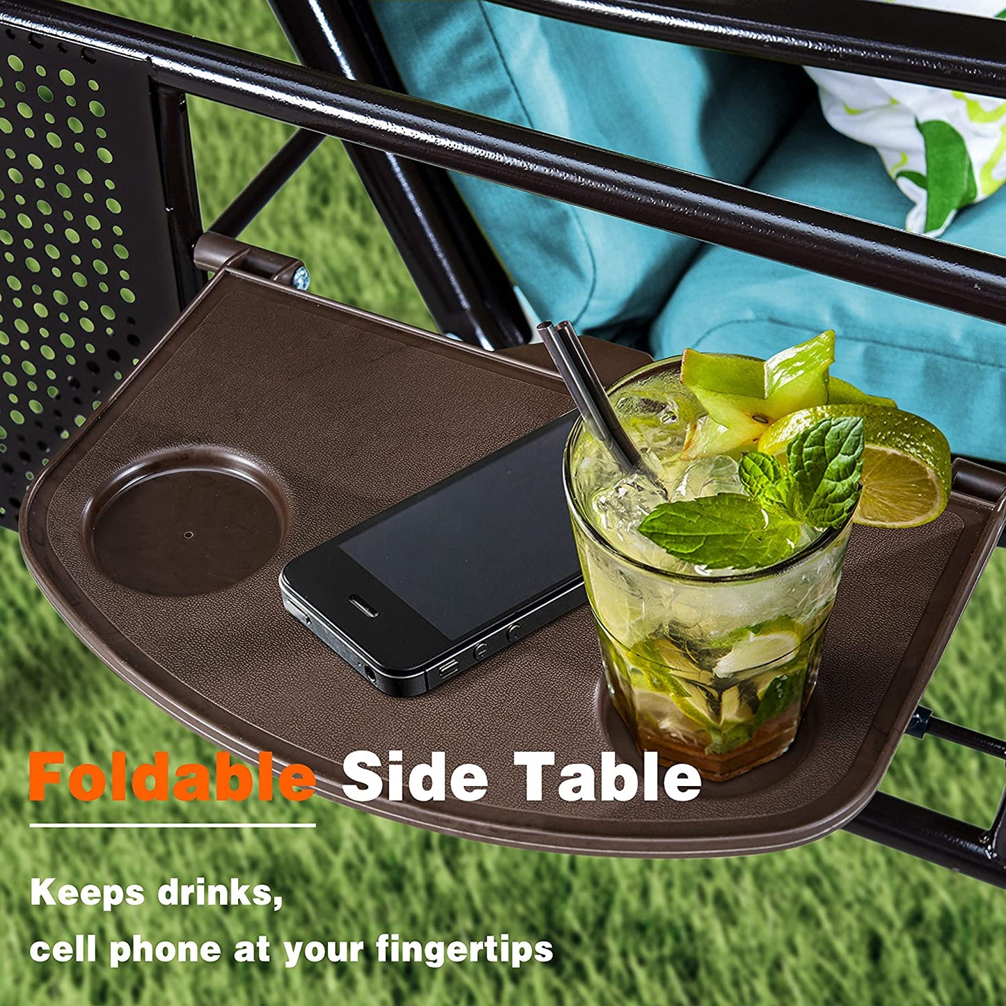 Patio Watcher 3-Seat Deluxe Outdoor Patio Porch Swing with Cup,Weather Resistant Steel Frame, Adjustable Tilt Canopy
