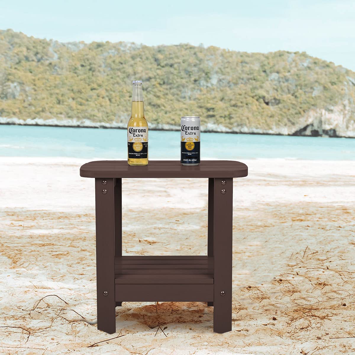 Patio Watcher Outdoor Rectangular Adirondack Side Table, Weather Resistant Poly Lumber End Table