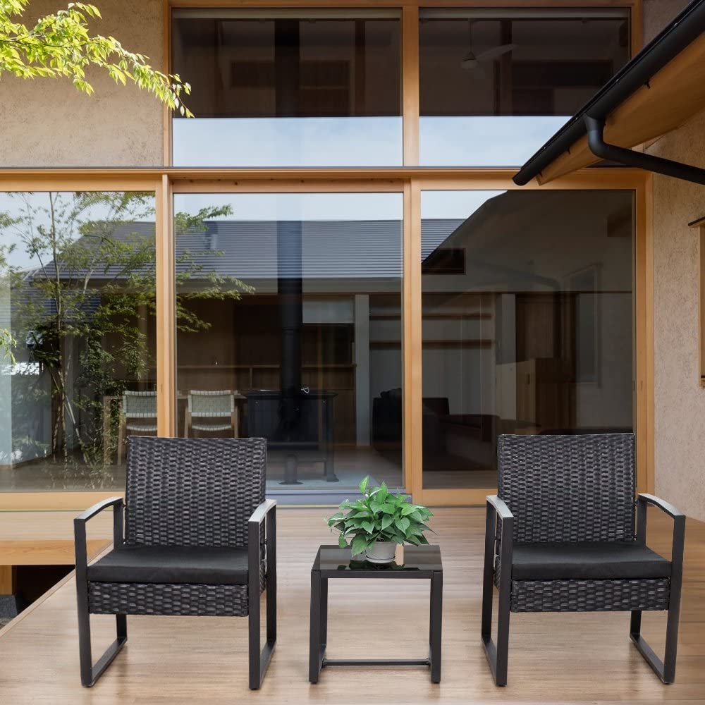 Patio Watcher 3 Pieces Patio Set Outdoor Wicker Patio Furniture Sets With Table