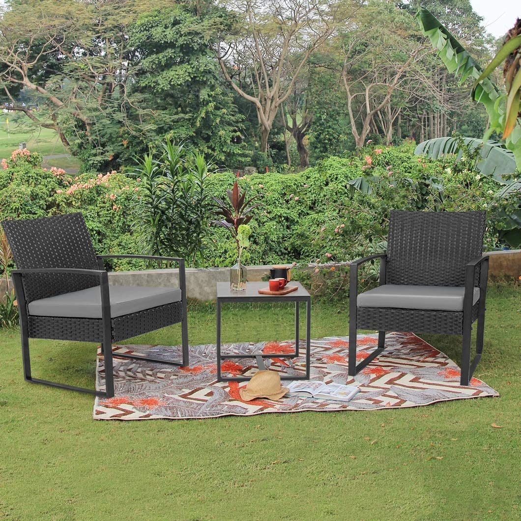 Patio Watcher 3 Pieces Patio Set Outdoor Wicker Patio Furniture Sets With Table