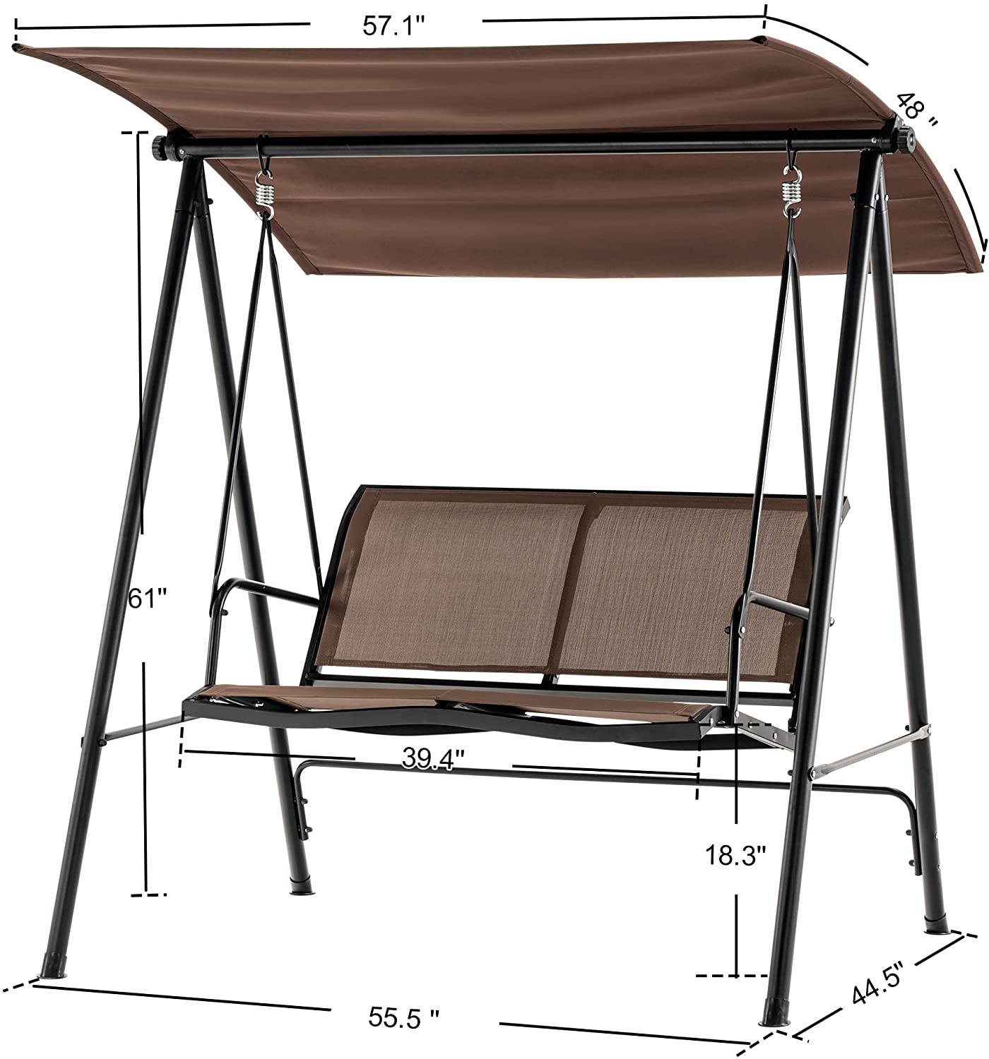 Patio Watcher 2-Seat Patio Swing Chair with Adjustable Canopy Outdoor