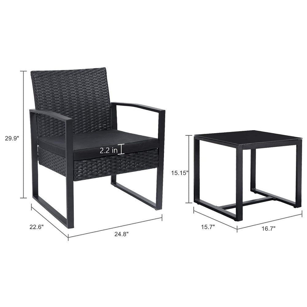 Patio Watcher 3 Pieces Patio Set Outdoor Wicker Patio Furniture Sets With Table