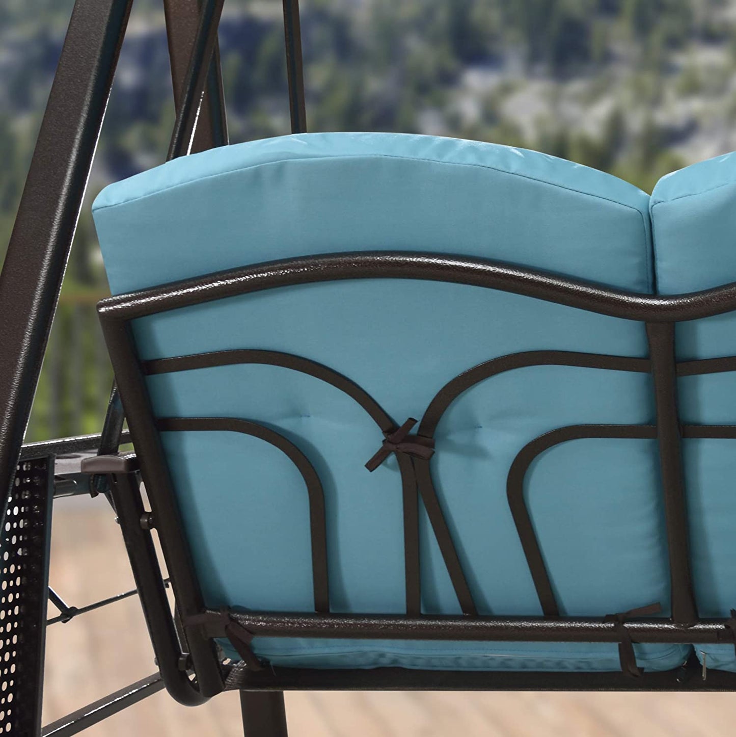 Patio Watcher 3-Seat Deluxe Outdoor Patio Porch Swing with Cup,Weather Resistant Steel Frame, Adjustable Tilt Canopy
