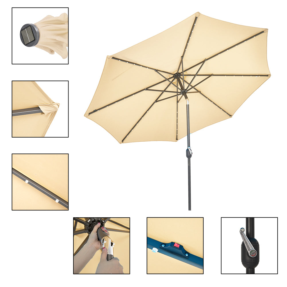 Patio Watcher 9-FT Solar Umbrella