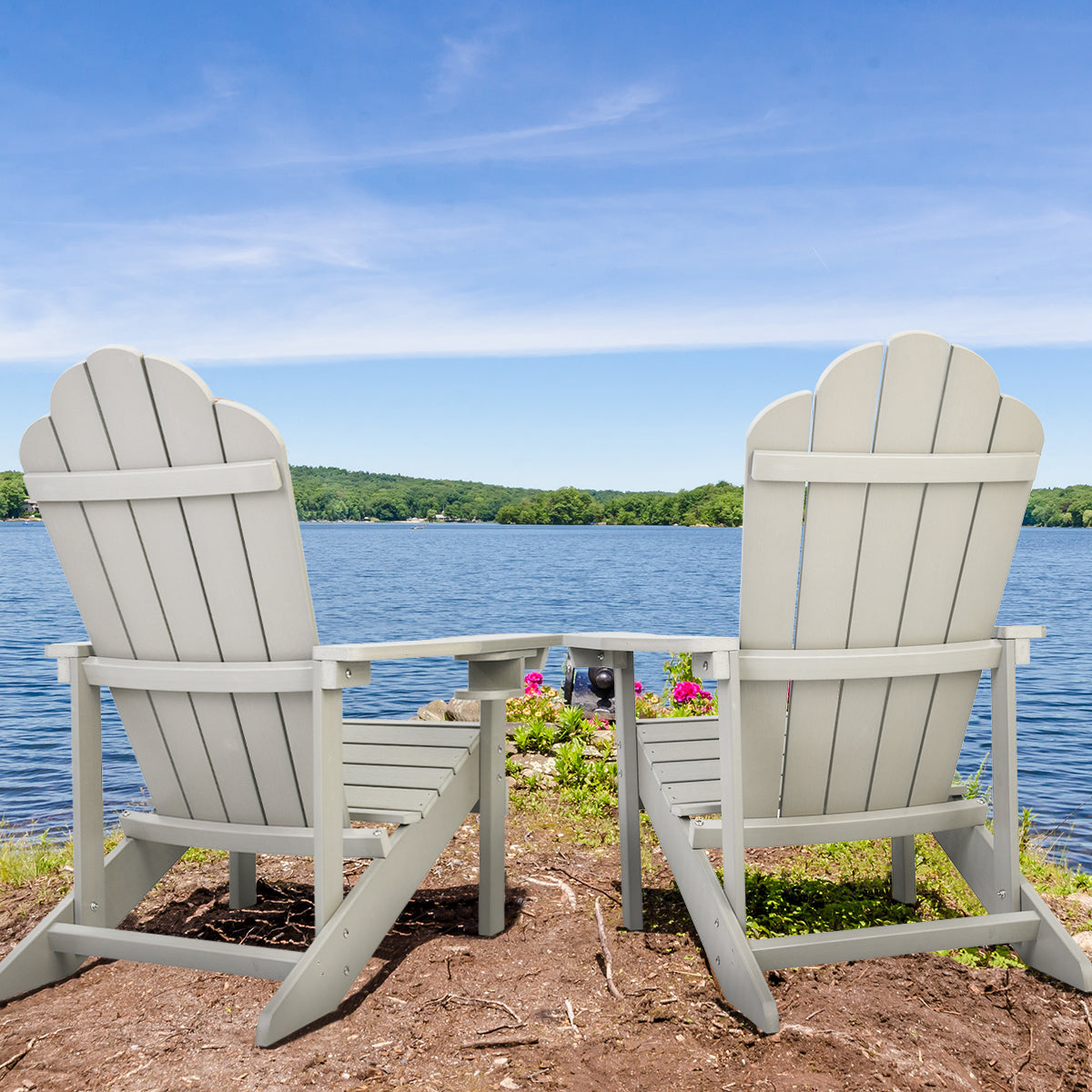 Patio Watcher Poly Lumber Classic Adirondack Chair with Cup Holder