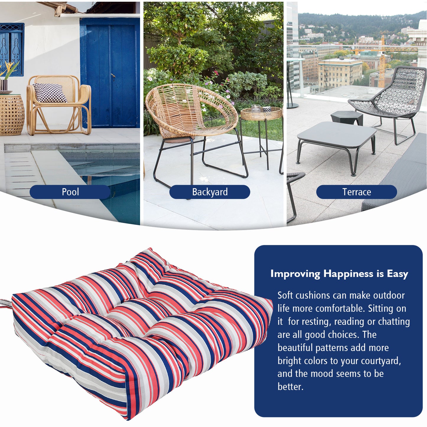 Patio Watcher Patio/Outdoor/Indoor Square Cushion for Patio Furniture