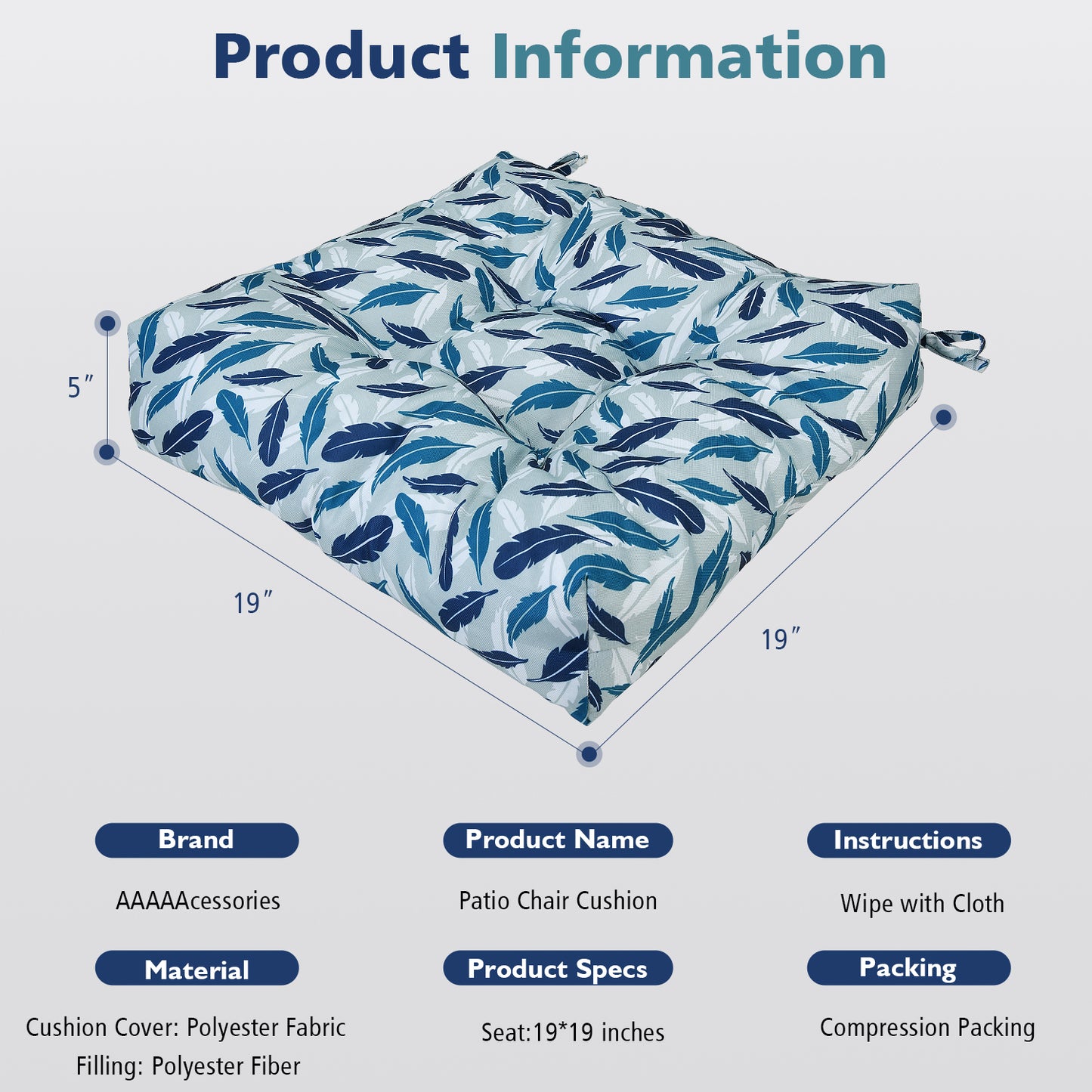 Patio Watcher Patio/Outdoor/Indoor Square Cushion for Patio Furniture