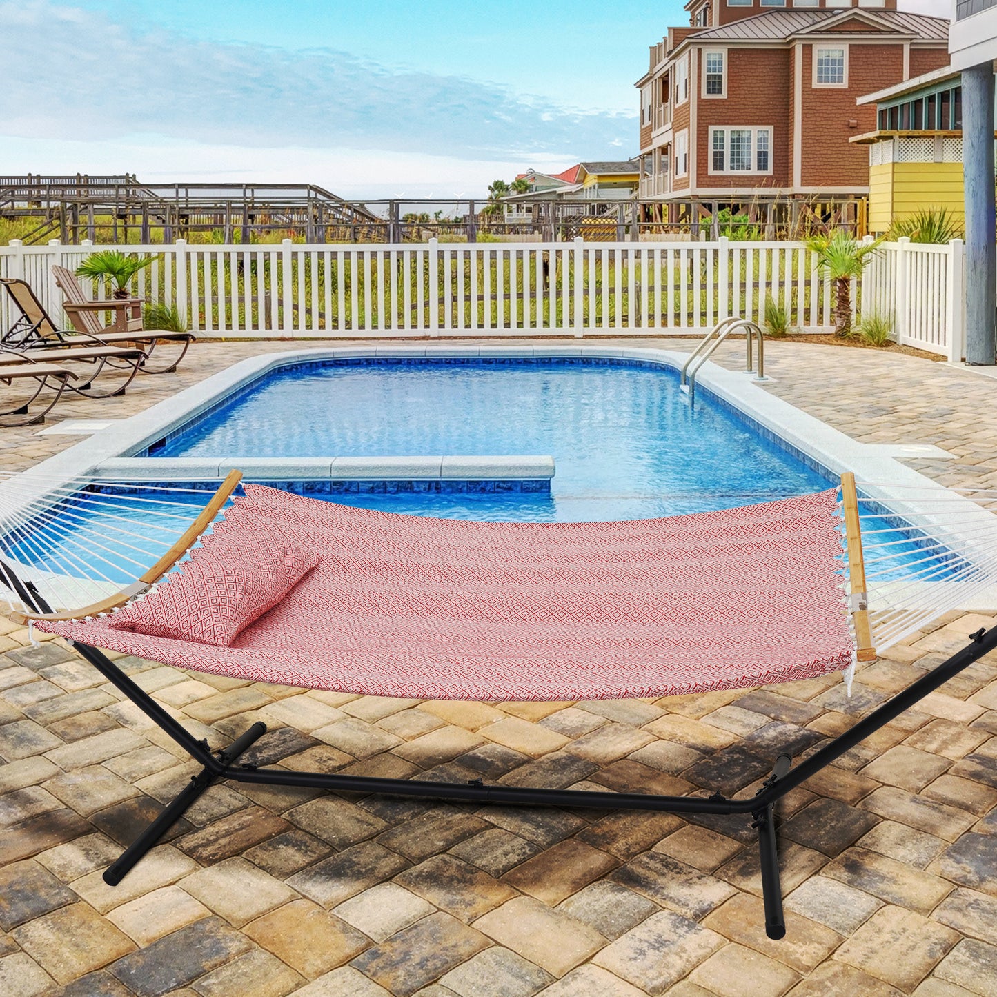 Patio watcher bend  hammock jacquard with bamboo