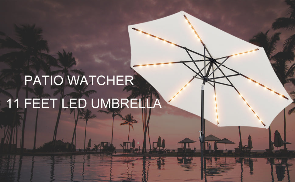 Patio Watcher 11-FT Solar Umbrella