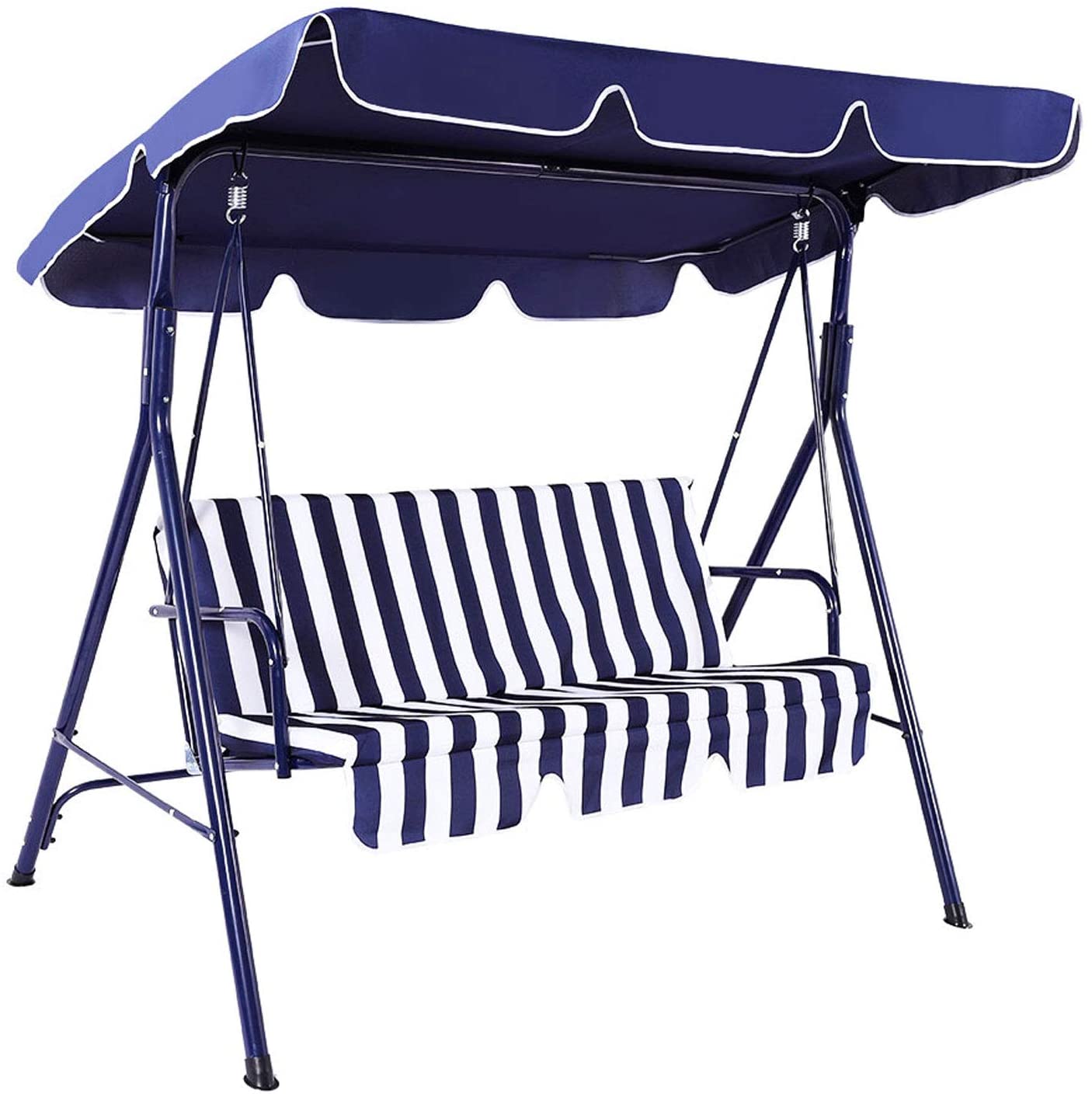 Patio Watcher 3 Seater Canopy Swing, Outdoor Patio Swing with Cushioned Steel Frame, Porch Swing Chair