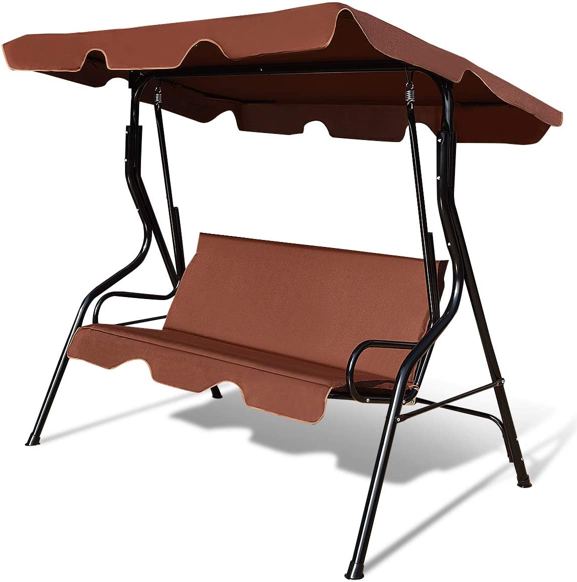 Patio Watcher 3 Seater Canopy Swing, Outdoor Patio Swing with Cushioned Steel Frame, Porch Swing Chair