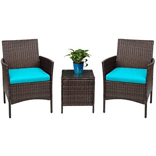 Patio Watcher Patio Porch Furniture Sets 3 Pieces PE Rattan Wicker Chairs with Table Outdoor Garden Furniture Sets