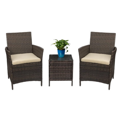 Patio Watcher Patio Porch Furniture Sets 3 Pieces PE Rattan Wicker Chairs with Table Outdoor Garden Furniture Sets