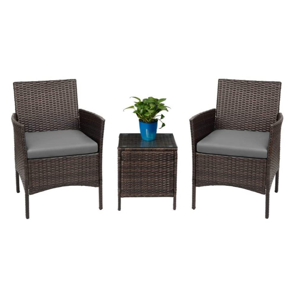 Patio Watcher Patio Porch Furniture Sets 3 Pieces PE Rattan Wicker Chairs with Table Outdoor Garden Furniture Sets