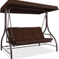 Patio Watcher 3-Seat Outdoor Large Converting Canopy Swing Glider, Patio Hammock Lounge Chair for Porch Backyard Adjustable Shade, Removable Cushions