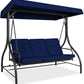 Patio Watcher 3-Seat Outdoor Large Converting Canopy Swing Glider, Patio Hammock Lounge Chair for Porch Backyard Adjustable Shade, Removable Cushions