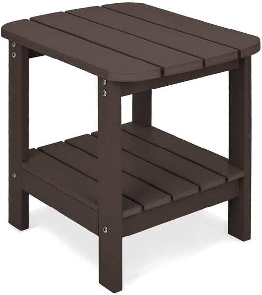Patio Watcher Outdoor Rectangular Adirondack Side Table, Weather Resistant Poly Lumber End Table