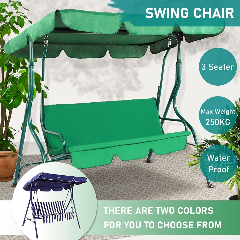 Patio Watcher 3 Seater Canopy Swing, Outdoor Patio Swing with Cushioned Steel Frame, Porch Swing Chair