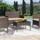 Patio Watcher Patio Furniture 4 Pieces Conversation Sets Outdoor Wicker Rattan Chairs Garden Backyard Balcony Porch Poolside loveseat with Soft Cushion and Glass Table