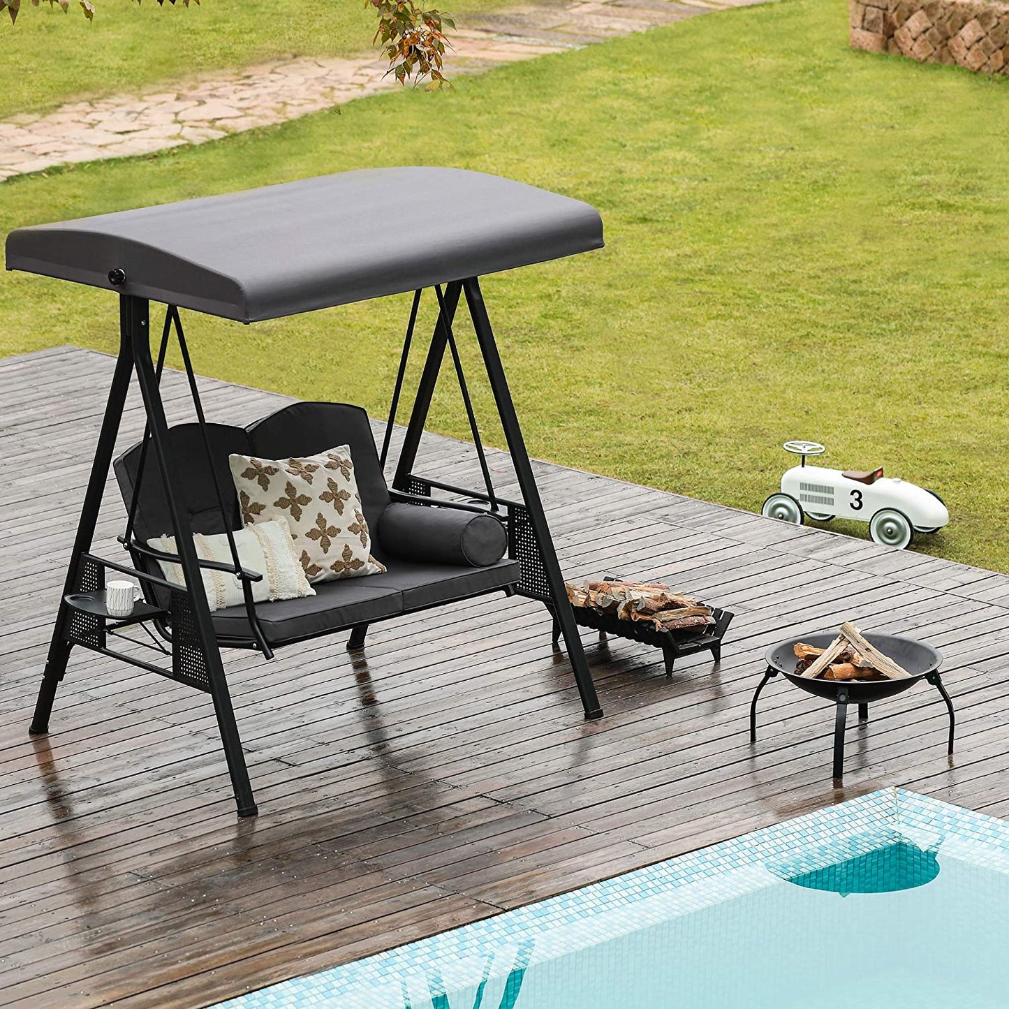 Patio Watcher 2-Seat Outdoor Patio Swing Chair, Outdoor Patio Canopy Swing