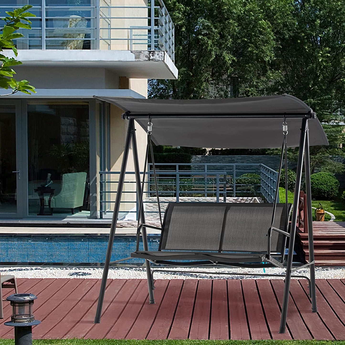 Patio Watcher 2-Seat Patio Swing Chair with Adjustable Canopy Outdoor