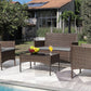 Patio Watcher Patio Furniture 4 Pieces Conversation Sets Outdoor Wicker Rattan Chairs Garden Backyard Balcony Porch Poolside loveseat with Soft Cushion and Glass Table