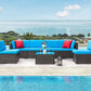 Patio Watcher 7 Pieces Outdoor Sectional Sofa Patio Furniture Sets Manual Weaving Wicker Rattan Patio Conversation Sets with Cushion and Glass Table