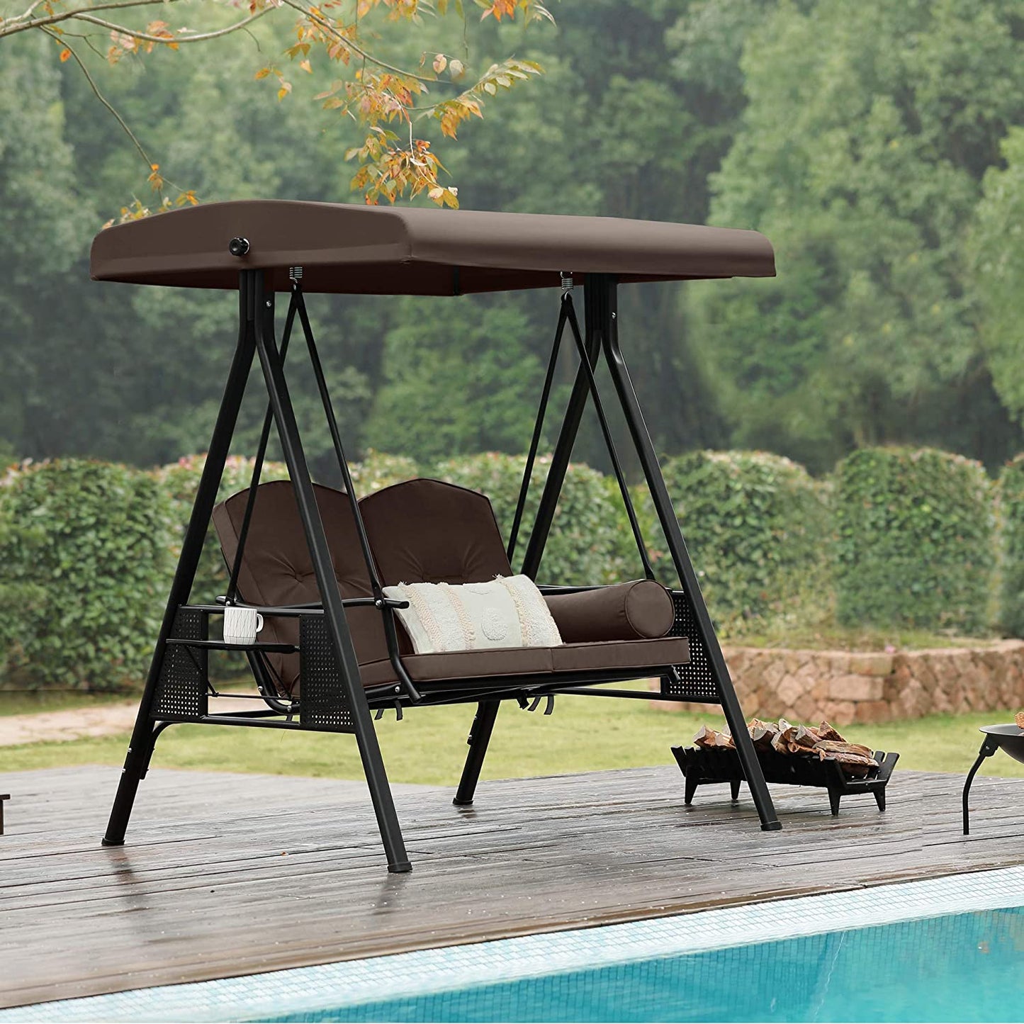 Patio Watcher 2-Seat Outdoor Patio Swing Chair, Outdoor Patio Canopy Swing