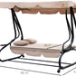 Patio Watcher 3 Seat Outdoor Free Standing Swing Bench Porch Swing with Cup