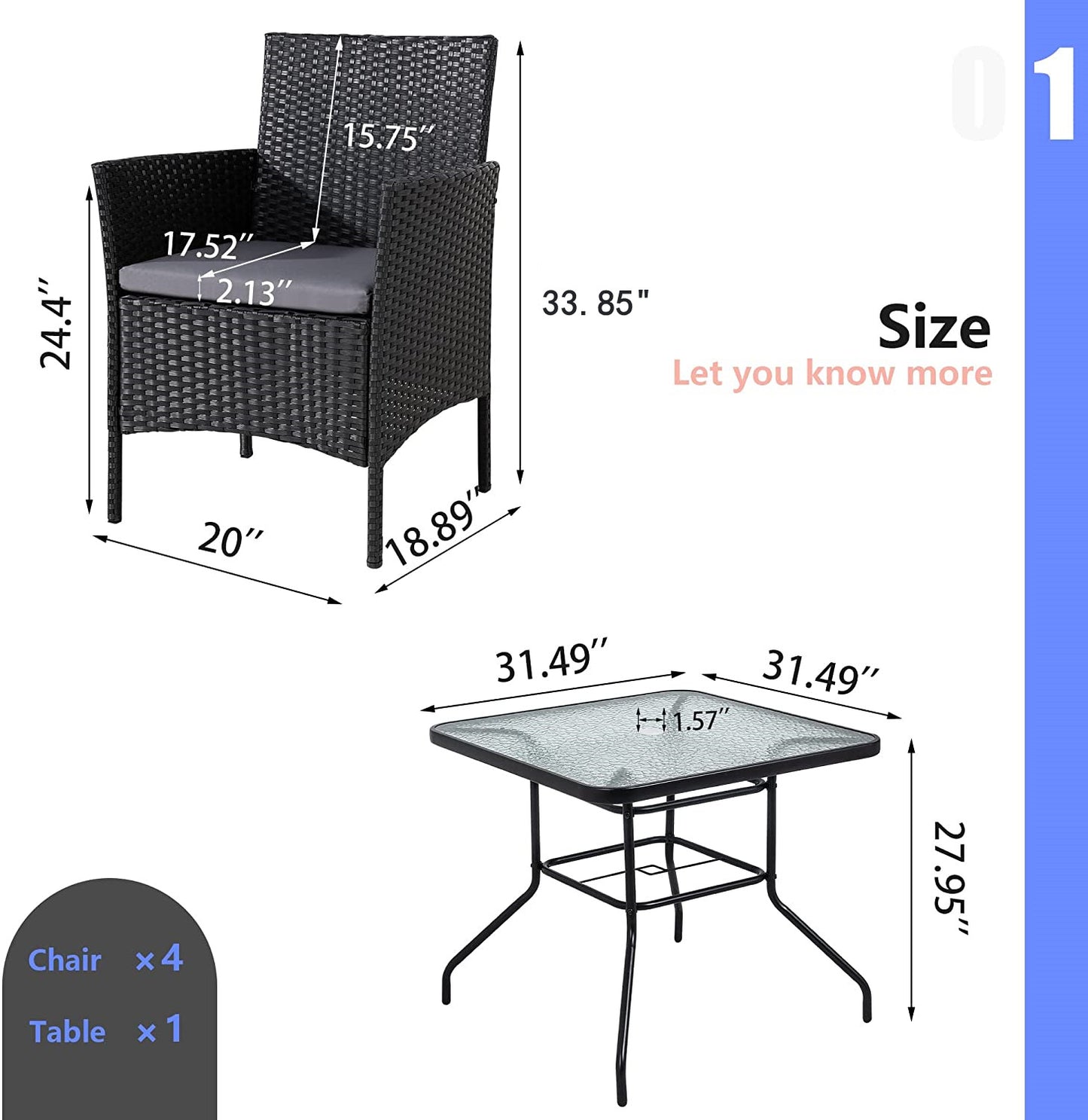 Patio Watcher 5 Pieces Patio Dining Set Patio Furniture Set Outdoor Furniture Set