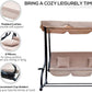 Patio Watcher 3 Seat Outdoor Free Standing Swing Bench Porch Swing with Cup