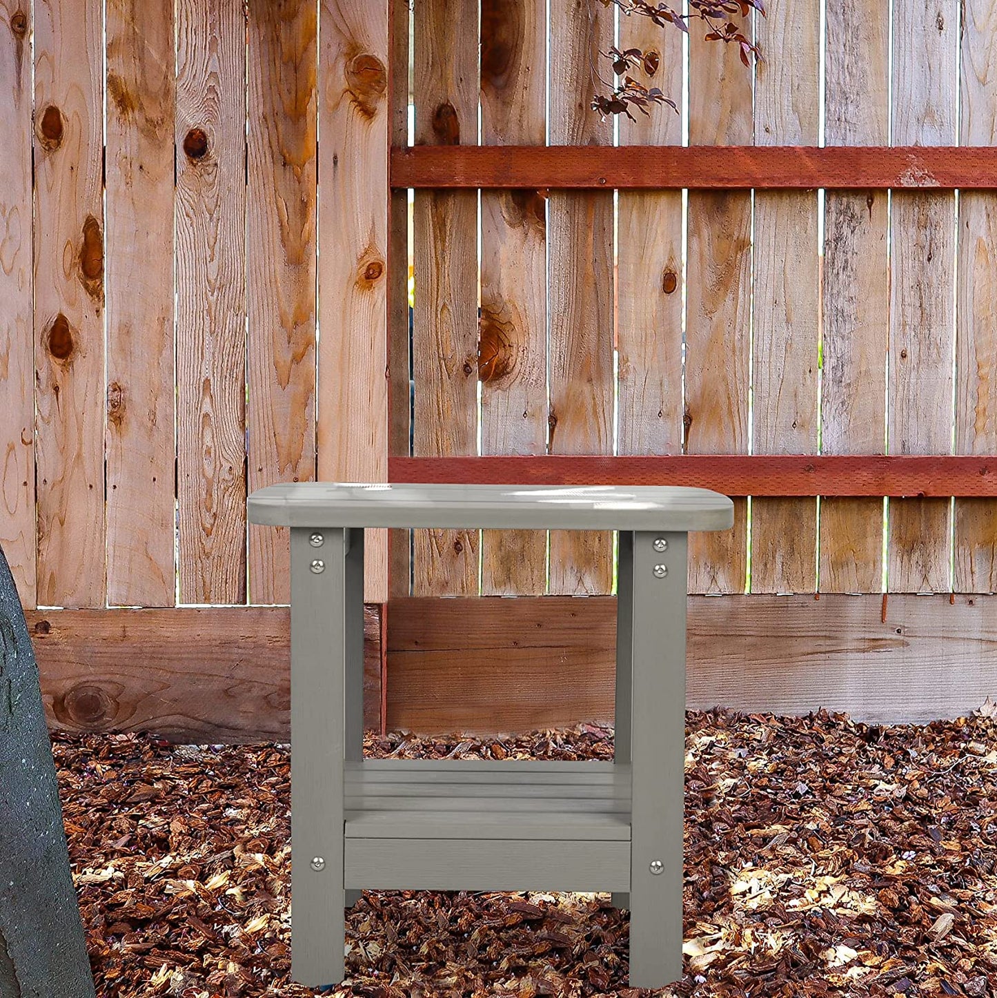 Patio Watcher Outdoor Rectangular Adirondack Side Table, Weather Resistant Poly Lumber End Table