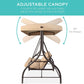 Patio Watcher 3-Seat Outdoor Large Converting Canopy Swing Glider, Patio Hammock Lounge Chair for Porch Backyard Adjustable Shade, Removable Cushions