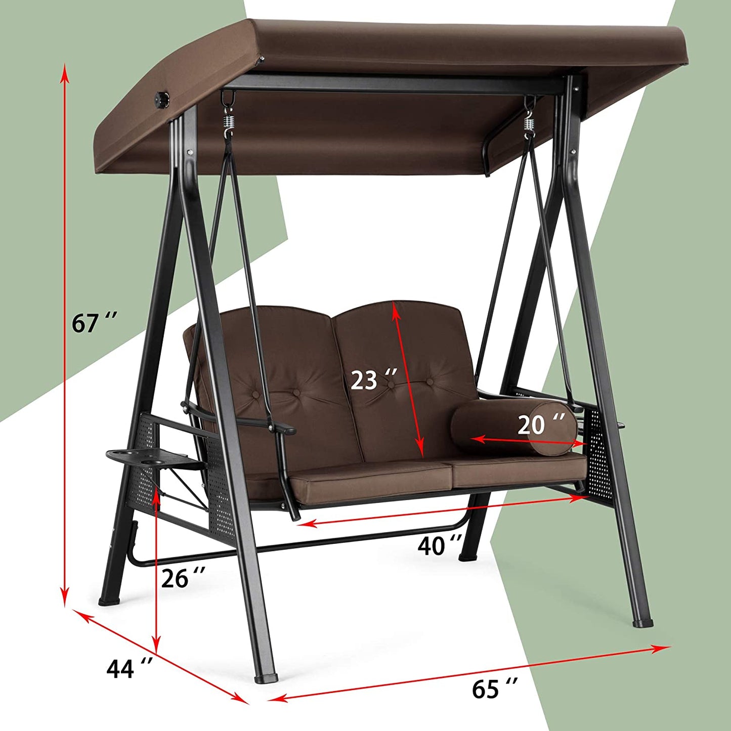 Patio Watcher 2-Seat Outdoor Patio Swing Chair, Outdoor Patio Canopy Swing