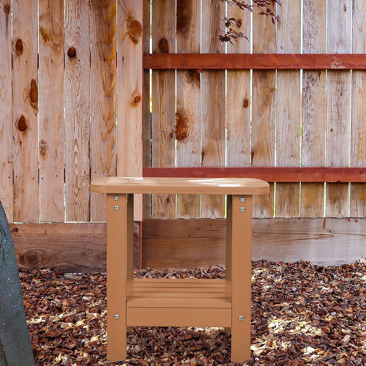 Patio Watcher Outdoor Rectangular Adirondack Side Table, Weather Resistant Poly Lumber End Table