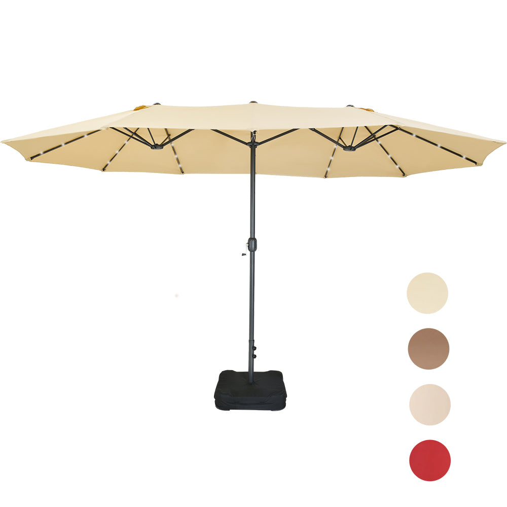 Patio Watcher 15-Ft Solar Patio Double Sided Umbrella