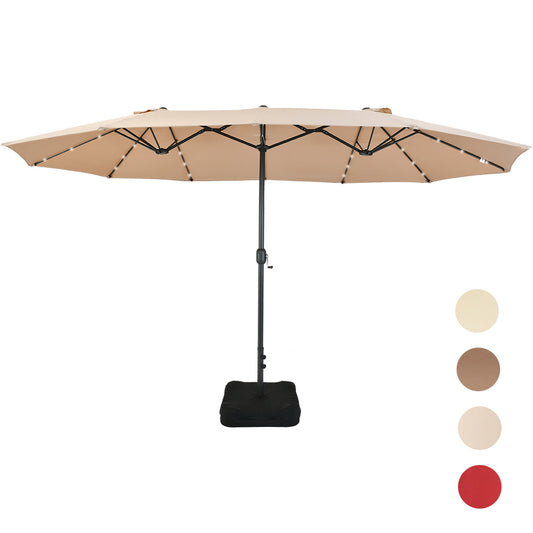 Patio Watcher 15-Ft Solar Patio Double Sided Umbrella