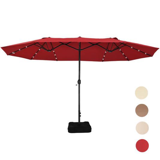 Patio Watcher 15-Ft Solar Patio Double Sided Umbrella