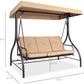 Patio Watcher 3-Seat Outdoor Large Converting Canopy Swing Glider, Patio Hammock Lounge Chair for Porch Backyard Adjustable Shade, Removable Cushions