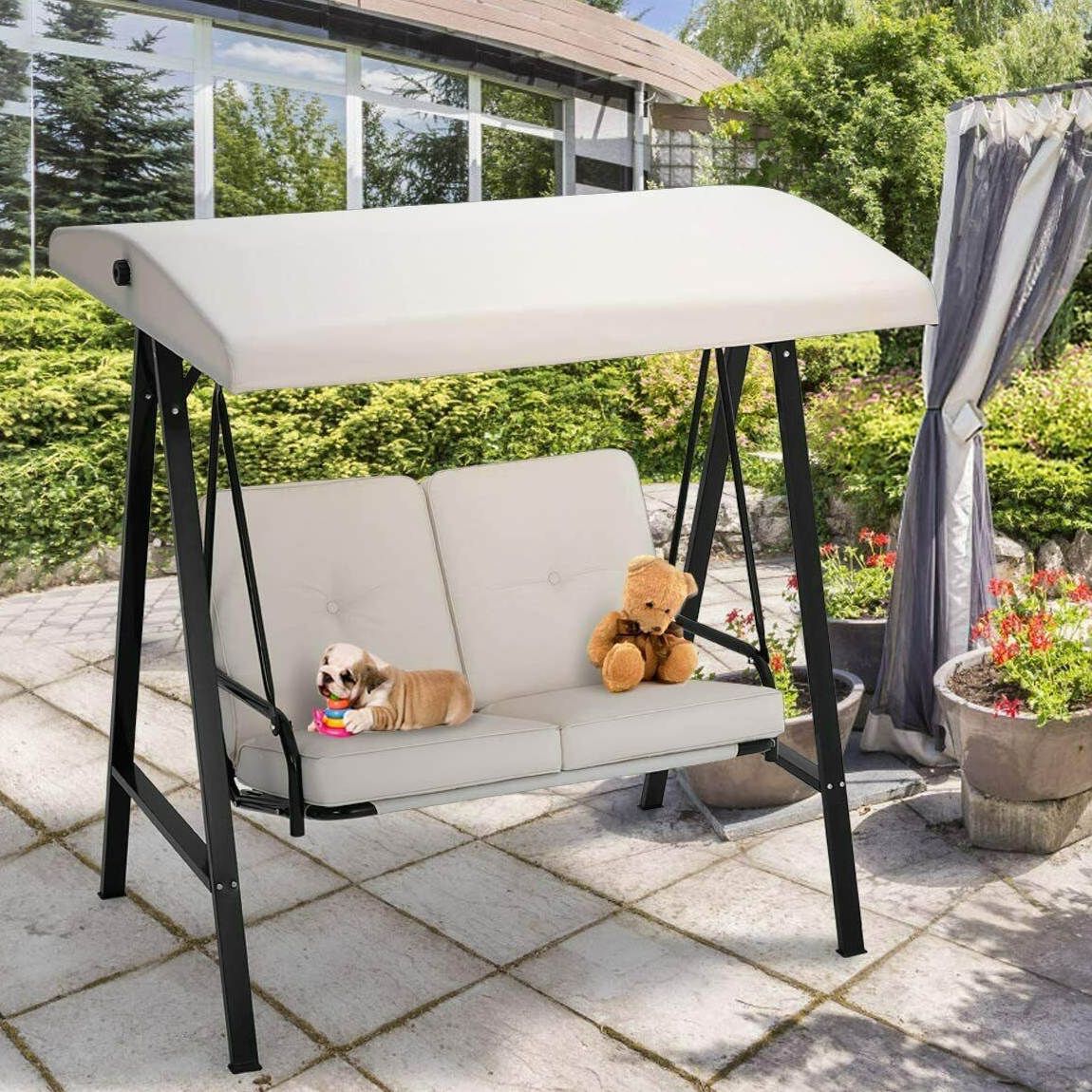 Patio Watcher 2-Seat Outdoor Patio Swing Chair, Outdoor Patio Canopy Swing