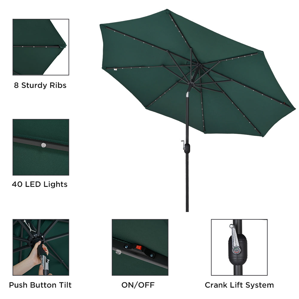 Patio Watcher 11-FT Solar Umbrella