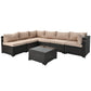 Patio Watcher 7 Pieces Outdoor Sectional Sofa Patio Furniture Sets Manual Weaving Wicker Rattan Patio Conversation Sets with Cushion and Glass Table
