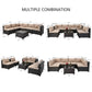 Patio Watcher 7 Pieces Outdoor Sectional Sofa Patio Furniture Sets Manual Weaving Wicker Rattan Patio Conversation Sets with Cushion and Glass Table